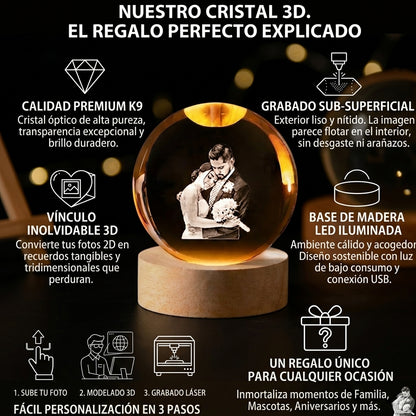 Esfera Vínculo Infinito en Cristal 3D con Grabado Láser