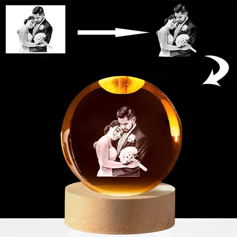 Esfera Vínculo Infinito en Cristal 3D con Grabado Láser